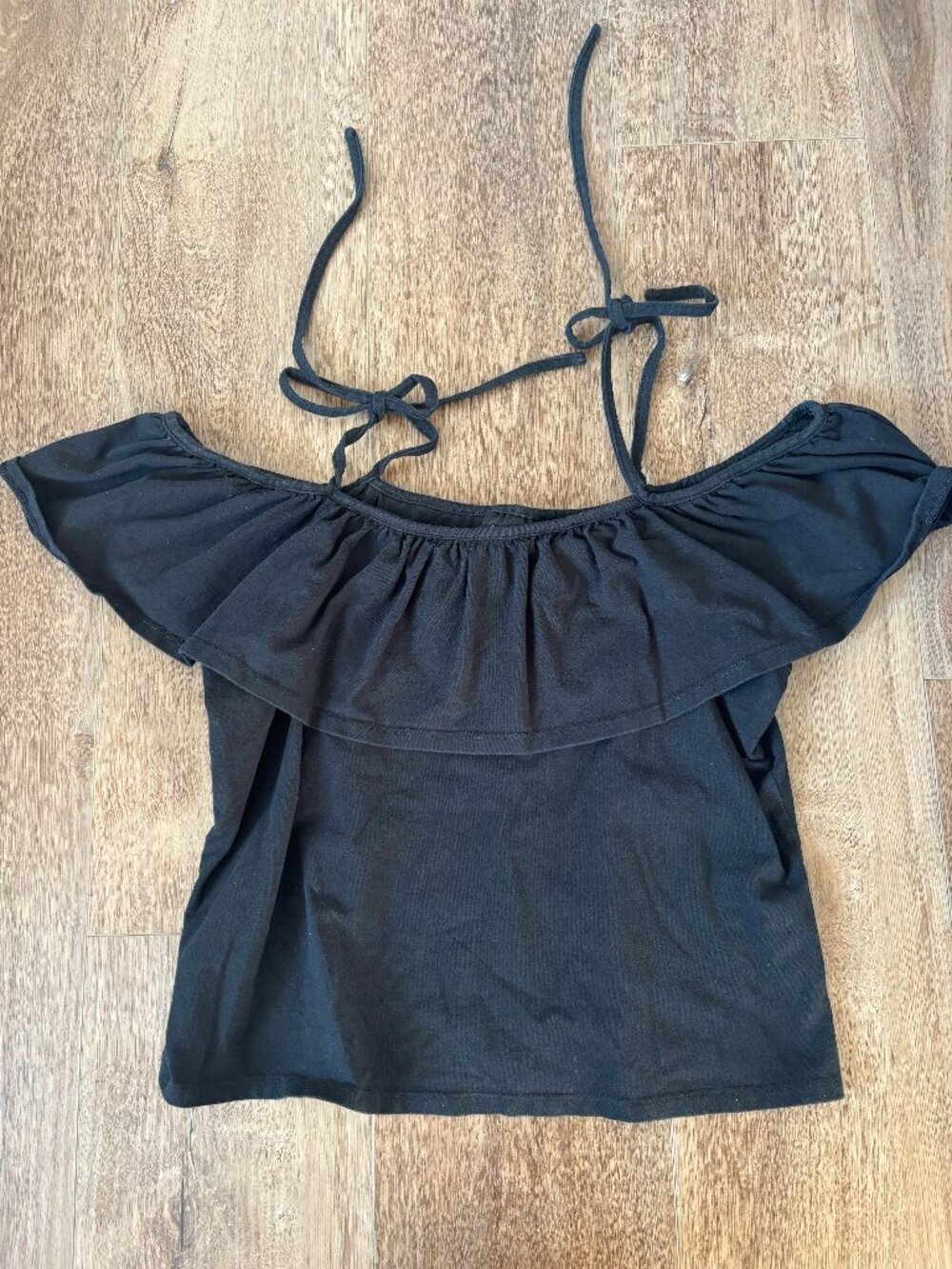 Who What Wear Black Off the Shoulder Top - Size Medium